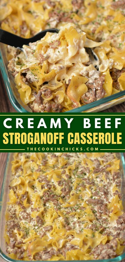 Indulge in the finest comfort food with our Creamy Beef Stroganoff Recipe! Tender noodles smothered in a luscious ground beef stroganoff sauce made from simple ingredients. This savory meal is quick to prepare, and for a delightful twist, try using tender beef strips instead of ground beef! Hamburger Beef Stroganoff, Stroganoff Casserole Recipe, Beef Stroganoff Sauce, Beef Stroganoff Casserole, Stroganoff Casserole, Hamburger Stroganoff Recipe, Casserole Beef, Homemade Beef Stroganoff, Best Beef Stroganoff