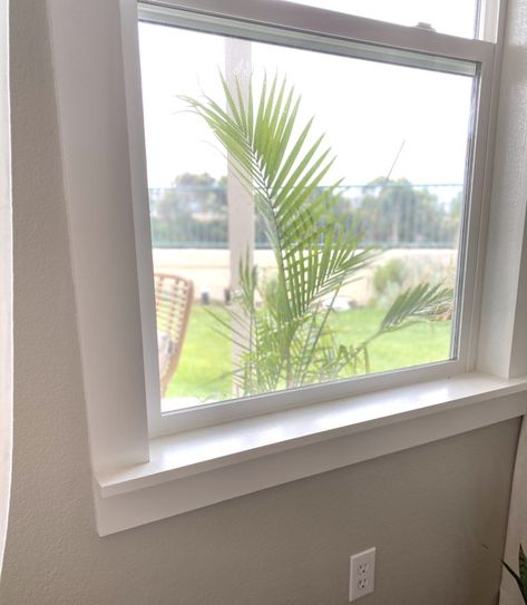 DIY Window Frame | San Diego DIY | Domestic Blonde Diy Window Frame, White Window Trim, Modern Baseboards, Frame Tutorial, Interior Window Trim, Window Sill Decor, Window Trim Exterior, Window Casing, Window Ledge