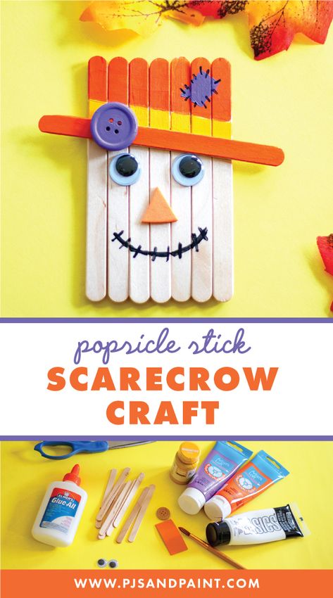 Scarecrow With Popsicle Sticks, Popsicle Stick Scarecrow Crafts For Kids, Mummy Popsicle Stick Craft, Small Popsicle Stick Crafts, Fall Craft Popsicle Sticks, Craft Stick Scarecrow, Thanksgiving Crafts With Popsicle Sticks For Kids, Popsicle Sticks Fall Crafts, Fall Crafts Popsicle Sticks