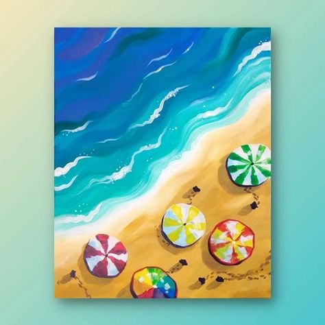 27 Easy (and Rewarding) Acrylic Painting Ideas for Beginners Acrylic Painting For Kids, Beach Canvas Paintings, Acrylic Painting Ideas, Simple Canvas Paintings, Easy Canvas Art, Cute Canvas Paintings, Summer Painting, Canvas Painting Designs, Canvas Painting Diy