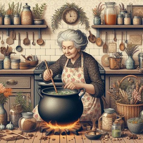 Witch Artwork, Pagan Life, Witch Pictures, Witchy Art, Kitchen Witchery, Art 2024, Witch's Brew, Wise Women, Goddess Art