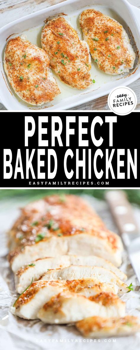 The BEST Baked Chicken Recipe! This recipe makes the most tender juicy chicken breasts every time. Best part is that it is quick, easy, and requires no special equipment. This chicken breast recipe is perfect for a simple easy dinner idea, or can be used to make shredded chicken to use in casseroles or meal prep recipes. This is the chicken recipe that everyone needs! Low Fat Chicken Breast Recipes, Heart Healthy Chicken Recipes, Healthy Baked Chicken Breast, Best Baked Chicken Recipe, The Best Baked Chicken, Perfect Baked Chicken Breast, Perfect Baked Chicken, Best Baked Chicken, Chicken Lickin