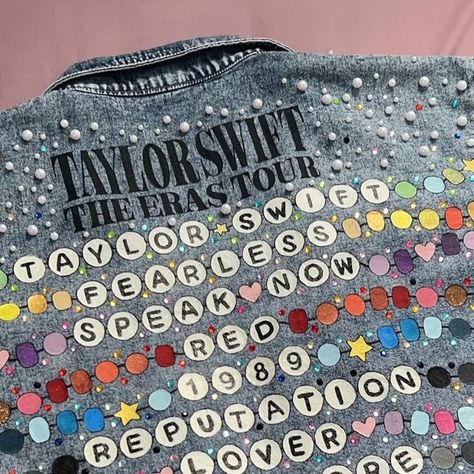 allaroundtaylor on Instagram: "The jacket i made and wore to The Eras Tour.   If you don’t know me, hi.. i’ve been a swiftie for 12 years, and i’ve been allaroundtaylor for 10 of those years. For those who know me (or remember that i exist), i’ve always always always loved art and DIY. Not that i’m good at it, i just love it.   I’ve waited for a chance to see Taylor again ever since the RED tour, which was 10 years ago. I remember crying in my room when i learned that i couldn’t attend the 1989 tour because of final exams, and the reputation tour because of midterms. I guess as an international fan, i cry a lot lol.   Since it’s been a long time coming, i decided to do something special for my outfit. Something that represents all of the years of Taylor making music, and something that rep Taylor Swift Denim Jacket Outfit, Eras Art Taylor Swift, Eras Tour Painted Jean Jacket, Butterfly Eras Tour Outfit, Eras Tour Painted Jacket, Taylor Swift Sequin Jacket, Eras Tour Outfit Ideas Bejeweled, Eras Tour Shirt Diy, Taylor Swift Eras Jean Jacket