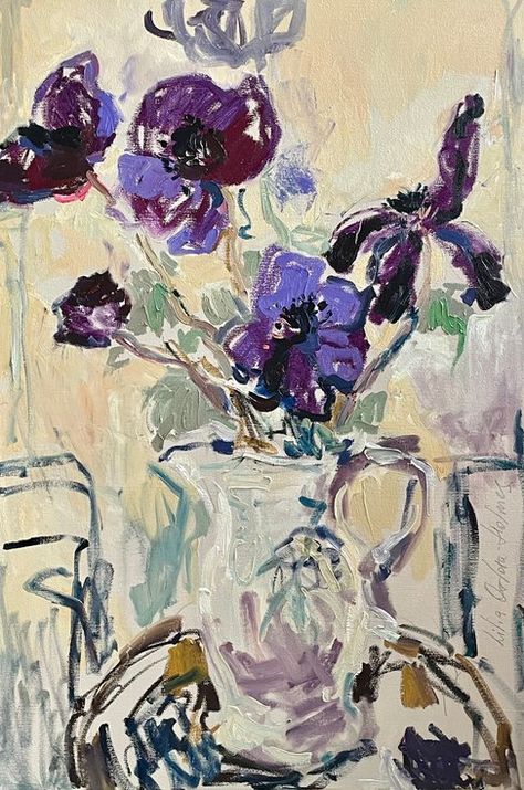 Wind Flower, Impressionism Art, Post Impressionism, Painting Still Life, Painting Edges, Still Life Painting, Art Oil, Stretched Canvas Prints, Floral Painting