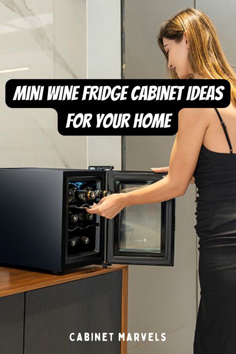 Mini Wine Fridge Cabinet Ideas Wine Cabinet With Fridge, Wine Cooler Cabinet Ideas, Wine Refrigerator Ideas, Wine Fridge Ideas, Fridge Cabinet Ideas, Wine Fridge Cabinet, Mini Wine Fridge, Cool Mini Fridge, Fridge Cabinet