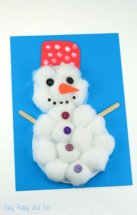 Cotton Ball Snowman Craft - a perfect winter craft for toddlers, preschoolers and kids in kindergarten Headstart Crafts, Cotton Ball Snowman, Winter Snowman Craft, Cotton Ball Crafts, Winter Crafts For Toddlers, Christmas Nursery, Winter Crafts Preschool, Snowman Craft, Christmas Crafts For Toddlers