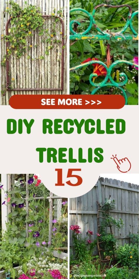 15 DIY Recycled Trellis Ideas For Your Garden Free Standing Trellis Ideas Diy, Making A Trellis Diy, Pallet Trellis Ideas, Home Made Trellis Ideas, Freestanding Trellis Ideas, Diy Plant Trellis Outdoor, Easy Diy Trellis Ideas, Creative Trellis Ideas, Diy Trellis Ideas Cheap