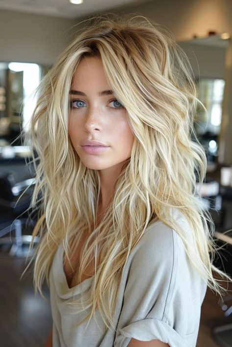 Why These 24 Choppy Haircuts For Long Hair Are All The Rage - Pinch Of Glam Blonde With Long Bangs, Womens Cute Hairstyles, Long Style Haircut Ideas, Blonde Long Layered Haircuts, Haïr Cut Long Layers With Bangs, Long Fringe Haircut Choppy Layers, Long Haircut Edgy, Medium Long Blonde Hair With Layers, Blonde Hair Cuts Long Layered