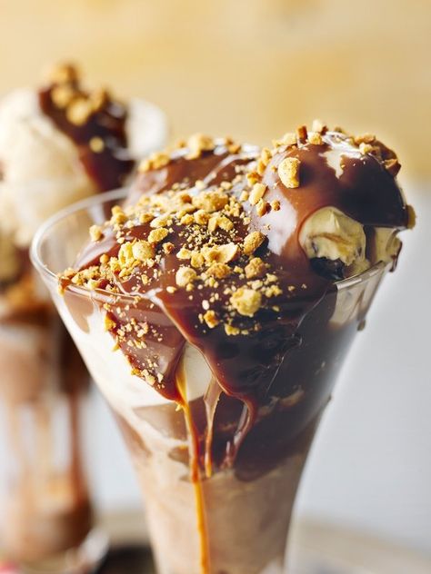 Chocolate Peanut Butter Fudge Sundae | Nigella's Recipes | Nigella Lawson Desserts With Ice Cream, Peanut Fudge, Sundae Recipes, Fudge Sundae, Sweet Sauces, Chocolate Peanut Butter Fudge, Butter Fudge, Fudge Sauce, Nigella Lawson