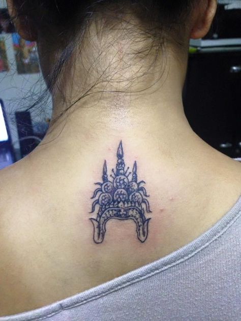 Apsara Crown Tattoo, Laotian Tattoo, Apsara Tattoo Khmer, Cambodian Tattoo Khmer, Apsara Tattoo, Angkor Wat Tattoo, Tattoo Khmer, Cambodian Tattoo, Headdress Tattoo