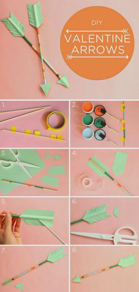 DIY Valentine's arrows Arrow Crafts Diy, Saint Valentin Diy, Valentines Bricolage, An Arrow, Seni Origami, Cadeau Diy, Saint Valentine, Mason Jar Diy, Valentine's Day Diy