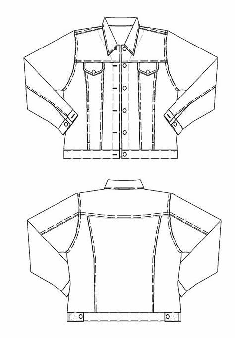 Petite Plus Patterns 204 Jeans Jacket Jean Jacket Design, Denim Outfit Men, Jacket Drawing, Jaket Denim, Sewing Jeans, Demin Jacket, Jean Jacket Outfits, Jean Jacket Men, Diy Jacket