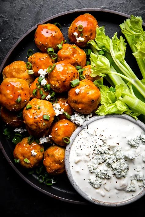 Buffalo Meatballs, Buffalo Chicken Meatballs, Chicken Meatball Recipes, The Modern Proper, Modern Proper, Moist Chicken, Best Meatballs, Buffalo Chicken Wings, Fresh Spices