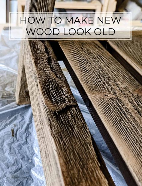 Upcycling, Make Wood Look Old, Make New Wood Look Old, Distressed Wood Diy, Summer Room, Old Barn Wood, Aging Wood, Distressed Furniture, Wood Beams