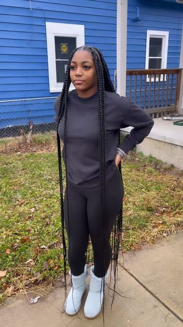 Braids By Kimora 💆🏽‍♀️ on Instagram: "jumbo floor length knotless 😮‍💨😮‍💨😍😍😍 #explorepage✨ #317braids #indybraider #jumboknotlessbraids #knotlessbraids #braids #floorlength #viral ##viralreels #reels #reelsinstagram #goatstatus 🐐🐐" Jumbo Knee Length Knotless Braids, Floor Length Knotless Braids, Long Jumbo Knotless Braids, Jumbo Bohemian Knotless Braids, Knee Length Knotless Braids, Jumbo Knotless Box Braids, Jumbo Knotless, Cute Box Braids, Big Box Braids