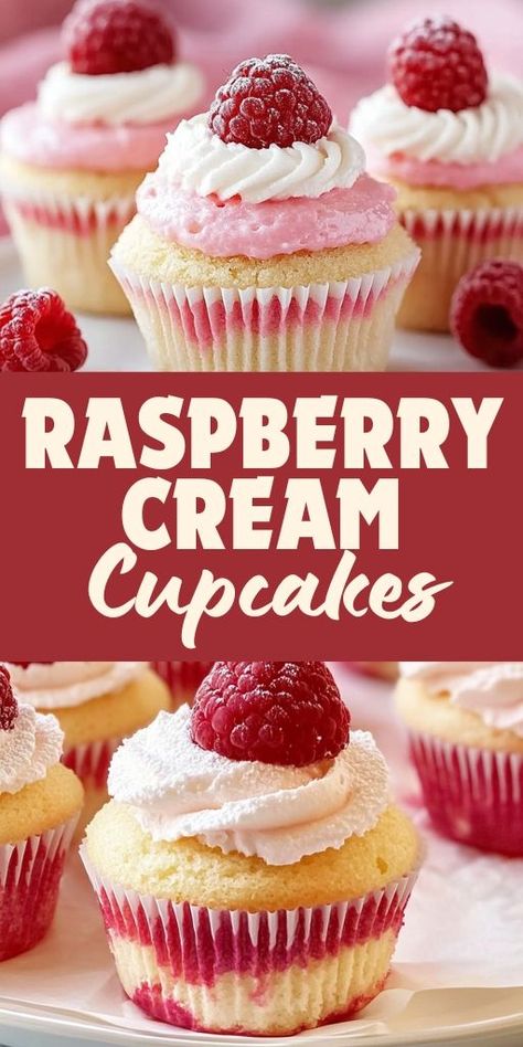 🧁🍇 Sweet and tangy Raspberry Cream Cupcakes are the perfect treat for any occasion! With light, fluffy cupcakes and a creamy raspberry filling, these beauties will steal the show at your next party or afternoon tea. Perfectly balanced sweetness in every bite! 🎂 👉 Save this recipe to bake these crowd-pleasing cupcakes! #CupcakeRecipe #RaspberryCream #BakingRecipes #DessertIdeas #SweetTreats #EasyBaking #PartyDesserts #CupcakeLove #BakingFromScratch Raspberry Filled Cupcakes, Raspberry Cream Cheese Frosting, Raspberry Cream Cheese, Fluffy Cupcakes, Fluffy Cake, Cream Cupcakes, Cupcakes With Cream Cheese Frosting, Raspberry Cream, Filled Cupcakes