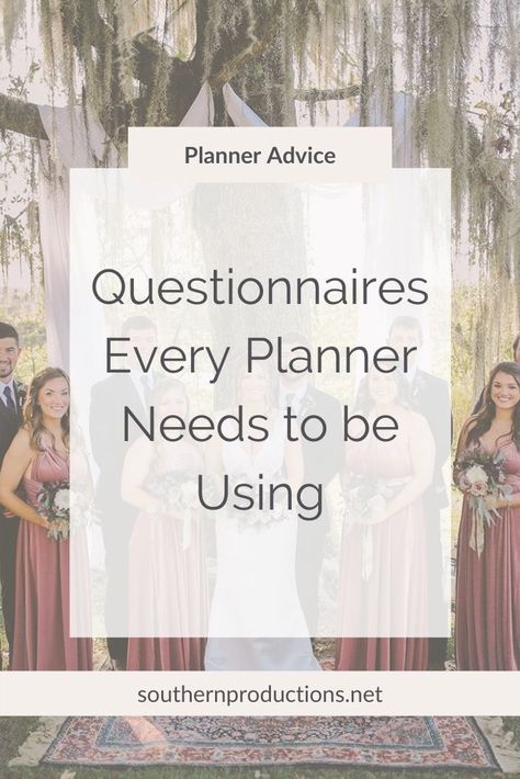 There are several questionnaires wedding planners need to be using to save time and to be more efficient. | Wedding Planner Education | In this blog post I'm sharing the questionnaires I use in my planning business. You can download some of our questionnaires for free as well as purchase a few from our shop just for wedding planners #weddingplanner #weddingplannereducator #weddingplannereducation #howtobecomeaweddingplanner #weddingplannertemplates #questionnairesforplanners #weddingplannertips Event Planner Questionnaire For Clients, Wedding Planner Questionnaire, Wedding Planning Questionnaire, Wedding Planner Questions For Clients, How To Be A Wedding Planner, Becoming A Wedding Planner, Planning Your Own Wedding, How To Become A Wedding Planner, Wedding Planner Office Decor