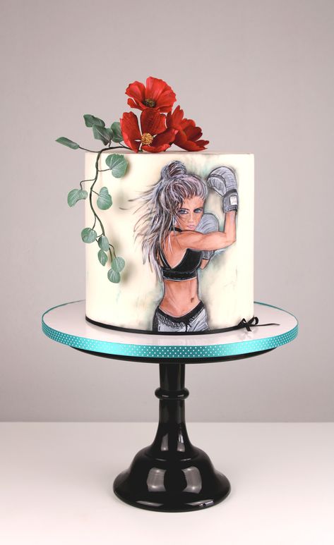 Gym Cake For Girl, Gym Cakes For Women, Boss Lady Cake, Cake Painting Tutorial, Gym Cake, Elegant Birthday Cakes, 40th Birthday Cakes, Birthday Cakes For Women, Cakes For Women