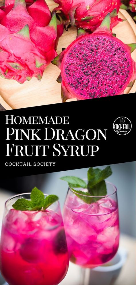 Dragon Fruit Syrup Recipe, Dragon Fruit Tea Recipe, Dragon Fruit Syrup, Fruit Syrup Recipe, Dragon Fruit Dragon, Dragon Fruit Drink, Fruit Tea Recipes, Dragonfruit Recipes, Yellow Dragon Fruit