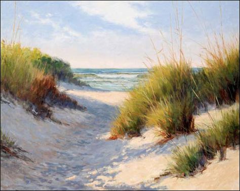 paintings of sea grass at the beach | say this scene epitomizes a perfect day spent at the beach, and ... Sea Oats, Coastal Painting, Lukisan Cat Air, Beach Scene, Beach Painting, Seascape Paintings, Sand Dunes, Ocean Art, Beach Scenes