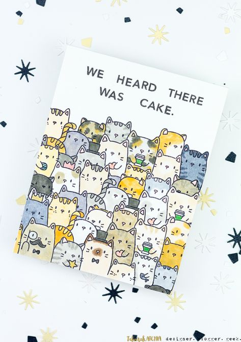 Cake Kitty, Happy Birthday Cards Diy, Creative Birthday Cards, Birthday Card Drawing, Ge Bort, Bday Cards, Cute Birthday Cards, Birthday Card Design, Anniversary Funny