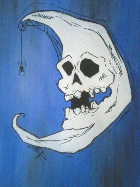 i tried. . . o.O moon skull :3 Moon Skull, Horror Punk, Monkey Pictures, Person Drawing, Halloween Rocks, Spooky Tattoos, Witchy Wallpaper, Moon Drawing, Skull Drawing