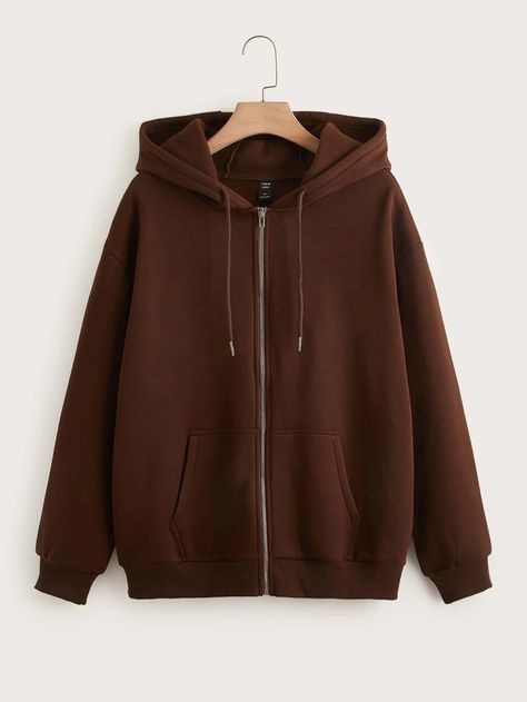 Plus Size Sweatshirts, Fall Plus Size, Stylish Hoodies, Drawstring Hoodie, Sleeve Cotton, Chocolate Brown, Hooded Sweatshirt, Hooded Sweatshirts, Zip Ups