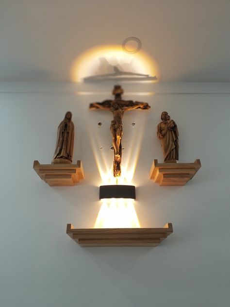 Jesus Alter Ideas At Home, Wall Altar Ideas, Catholic Alters For Home, Simple Altar Ideas, Small Altar Design Home Catholic, Modern Altar Design Home Catholic, Alter Design For Home Catholic, Altar Design Home, Altar Design Home Catholic