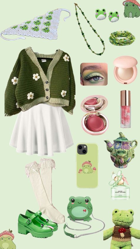 #frog #frogs #frogcore #froggy #outfits #fashion #outfit #cottagecore #cottageaesthetic #cottagecoreshuffel #cottagecorevibes #cottagecoreoutfits #fairy #fairycore #fairycoreoutfit Cottage Core Aesthetic Outfit, Fairy Core Outfits, Cottagecore Outfit, Fairy Outfit, Cottagecore Outfits, Fairy Fashion, Themed Outfits, Outfits Fashion, Art Clothes