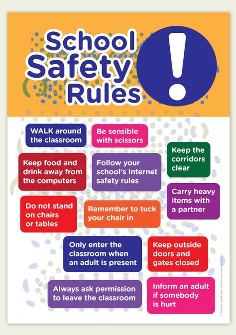 School safety rules are very important for children as well as teachers.  The 12 points listed, when implement will give right environment for kids to not misuse and/or get injured. Tips For Grade 5, School Safety Rules, Kids Safety Poster, Playground Safety Rules, Safety Rules At School, Science Safety Rules, Classroom Safety, Ece Resources, Lab Safety Rules