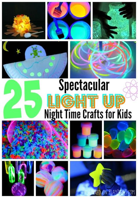 25 Spectacular Light Up Night Time Crafts for Kids Fireflies Craft, Time Craft, Neon Crafts, Diy Science Experiments, Diy Glow, Light Activities, Star Night Light, Bible School Crafts, Up Theme