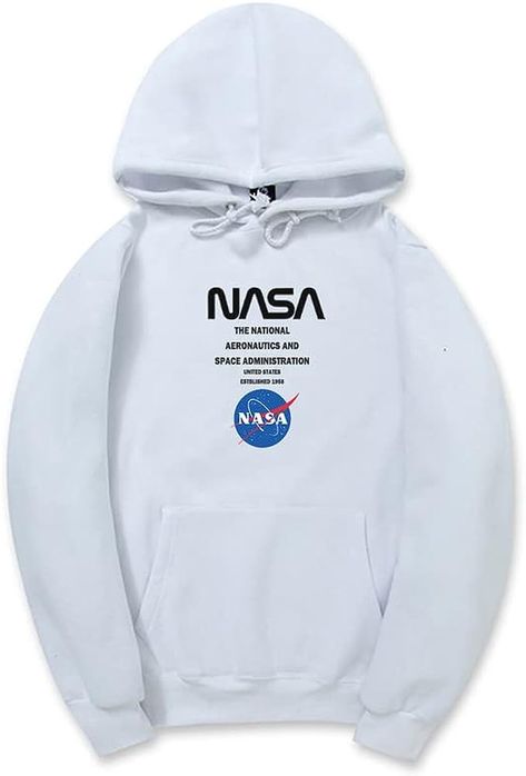 CORIRESHA Teen's NASA Hoodie Casual Drawstring Long Sleeve Fall Soft Cotton Sweatshirt Nasa Sweatshirt, Nasa Hoodie, Sports Hoodies, Street Look, Branded Sweatshirts, Womens Basic, Sporty Look, Cat Shirts, Casual Hoodie