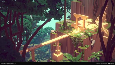 ArtStation - Stylized Jungle - Modular Assets, Dragos Matkovski Videogames Artwork, Cartoon Jungle, Idea Photography, 3d Scene, House Cartoon, Jungle Scene, Environment Props, Future Games, Polygon Art