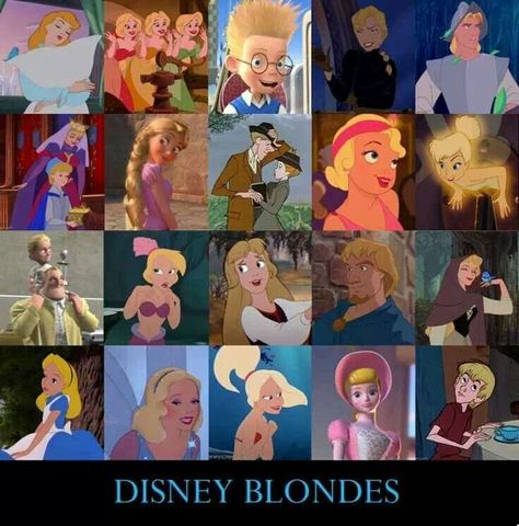 Love the blonde's.. Blond Disney Characters, Blonde Movie Characters, Blonde Disney Characters, Disney Trivia, Disney Amor, Humor Disney, Disney Videos, Hulk Character, Disney Collage