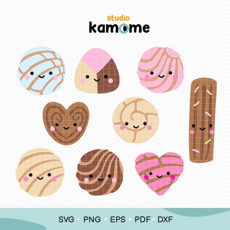 Pan Dulce Drawing, Mexican Sweet Bread, Pan Dulce, Stickers Wall, Sweet Bread, Funny Wallpaper, Mug Printing, Kawaii Drawings, Doll Pattern