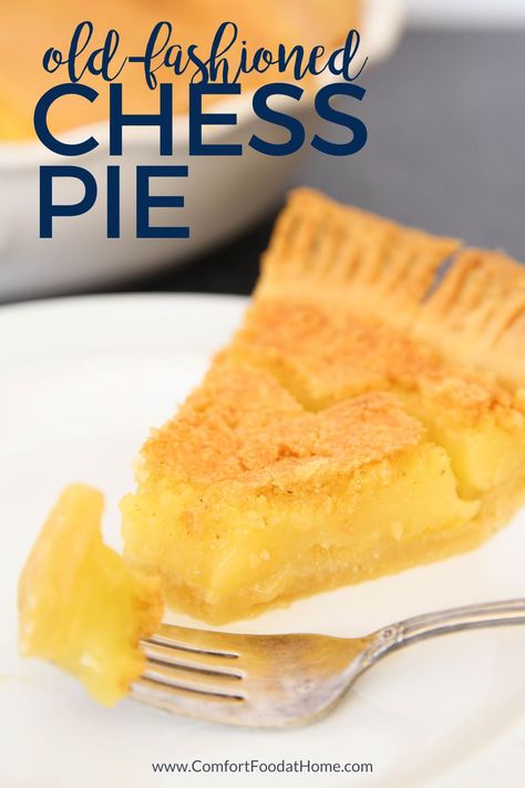 Indulge in some sweet Southern baking with our old-fashioned chess pie recipe. Savor the pure, custardy goodness of this classic dessert! Butter Chess Pie Recipe, Old Fashioned Chess Pie Recipe, Southern Baking, Chess Pie Recipe, Just Pies, Fudge Pie, Chess Pie, Kinds Of Pie, Food At Home