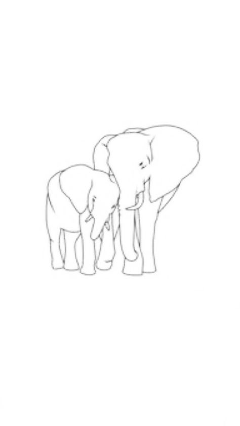 Cartoon Elephant Tattoo, Energetic Tattoo, Elephant Art Drawing, Elephant Line Drawing, Elephant Stencil, Mum Tattoo, Mom And Baby Elephant, Elephant Wallpaper, Elephant Tattoo Design