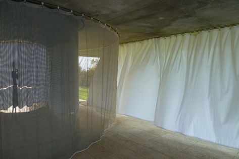 Maison à Bordeaux - Inside Outside Petra Blaisse, White Cotton Curtains, Stage Curtains, Rem Koolhaas, Wooden Wall Panels, Studio Living, Glass Facades, Urban Architecture, Water Design