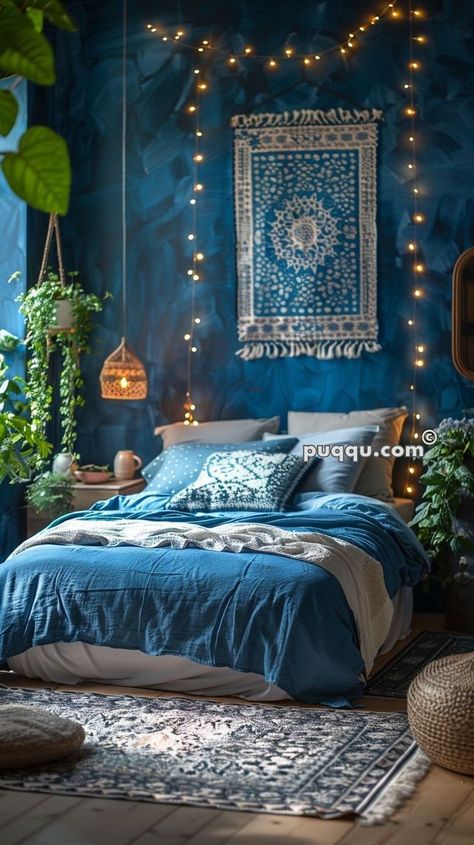 Navy Blue And Beige Bedroom, Blue And Beige Bedroom, Bedroom Accent Wall, Blue Bedroom Walls, Navy Blue Bedrooms, Bedroom Ideas For Small Rooms Cozy, Blue Accent Walls, Art Deco Living Room, Sage Green Bedroom