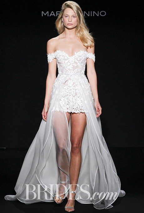 Wedding Rompers, Wedding Romper, Mark Zunino, Dramatic Wedding Dress, Top Wedding Dress Designers, Mini Wedding Dresses, 2016 Wedding Dresses, Wedding Dress Chiffon, Dresses Chiffon