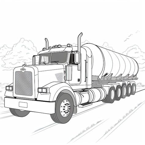 Semi Truck Drawing, Truck Drawing, Tanker Truck, Tanker Trucking, Business Card Maker, Poster Maker, Semi Truck, Card Banner, Poster Invitation