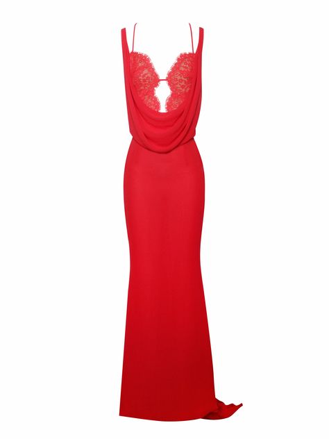 Behold the Unni dress, a breathtaking red gown radiating elegance and allure. Flowing chiffon fabric forms its exquisite silhouette, enhanced by a dramatic mesh maxi train. Delicate lace decorations infuse sophistication, while the drape neck detail amplifies its graceful appeal. Adjustable straps guarantee a perfect fit, and the backless design introduces a captivating element to this exquisite piece. Tailored for formal events, this dress seamlessly merges timeless beauty with modern sophistic Red Gala Dresses, Wag Outfits, Soirée Dresses, Maxi Red Dress, Breathtaking Dresses, Red Fancy Dress, Lace Red Dress, Lace Decorations, Red Formal Dresses