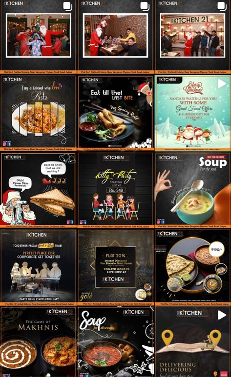 We made this Instagram grid for a family restaurant. #instagrammarketing #instagramstoryideas #socialmediamarketing #socialmediacontent #instagram #digitalmarketingagency Restaurant Instagram Feed Design, Food Grid Instagram, Ig Grid, Christmas Pasta, Jewelry Banner, Grid Ideas, Food Marketing, Instagram Grid Design, Figma Design