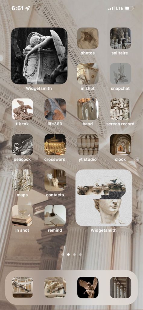 Greek Mythology Phone Layout, Greek Mythology Aesthetic Wallpaper, Greek Mythology Wallpaper, Neutrals Aesthetic, Phone Organisation, Greece Homes, Greek Aesthetic, 16 Wallpaper, Iphone Layouts