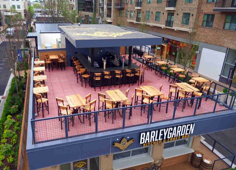 21 Best Beer Gardens in America Rooftop Bar Design, Beer Garden Design, Roof Top Cafe, Outdoor Restaurant Patio, Rooftop Restaurant Design, Restaurant Exterior Design, Small Restaurant Design, Me Images, Outdoor Restaurant Design