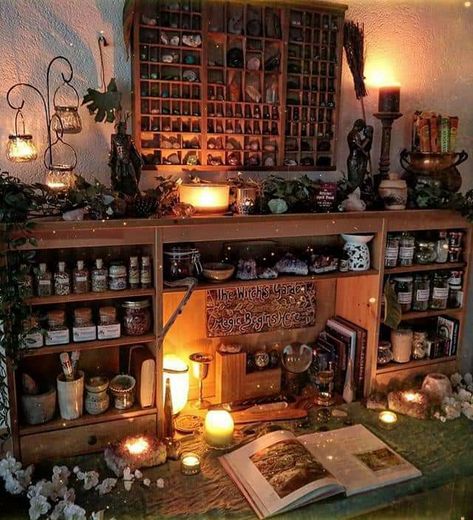 Altar Inspiration, Witchy Room, Witch Room, Pagan Decor, Gems Crystals, Wiccan Decor, Witch Cottage, Witchy Aesthetic, Wiccan Altar