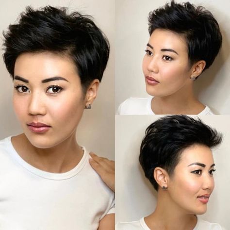 20+ Cutest Pixie Cuts That Won't Take Forever to Style - 162 Pixie Cut Asian, Asian Pixie Cut, Pixies Haircut, Layered Pixie Haircuts, Women With Short Hair, Asymmetrical Pixie Cuts, Choppy Pixie Cut, Cute Pixie Cuts, Pixie Bob Hairstyles