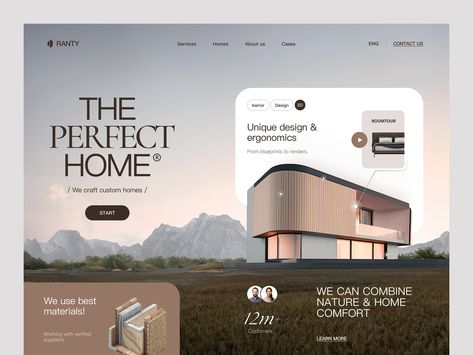 Ranty Website by Halo UI/UX for HALO LAB on Dribbble Luxury Landing Page Design, Luxury Landing Page, Real Estate Website Design Inspiration, Home Website Design, Apartment Website, Construction Landing Page, Construction Website Design, Ui Website Design, Investment Website