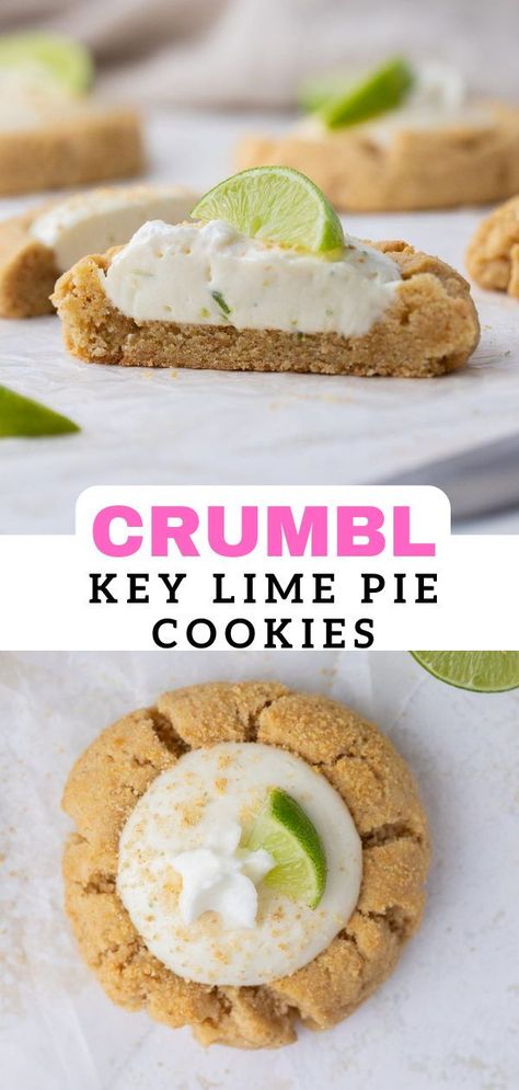 Key Lime Pie Cookies, Key Lime Cookies, Crumble Cookie Recipe, Graham Cookies, Lime Cookies, Graham Cracker Cookies, Crumble Pie, Pie Cookies, Cracker Cookies