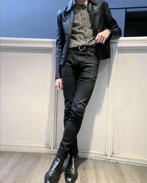 Eternal Darkness, Formal Look, Hedi Slimane, Men's Leather Jacket, Stylish Mens Outfits, Men Fashion Casual Outfits, 가을 패션, Edgy Outfits, Character Outfits